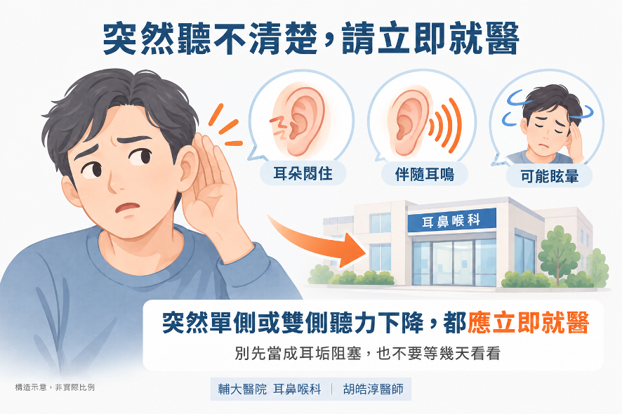 突然聽力下降警訊:可能伴隨耳悶、耳鳴或眩暈,應立即就醫